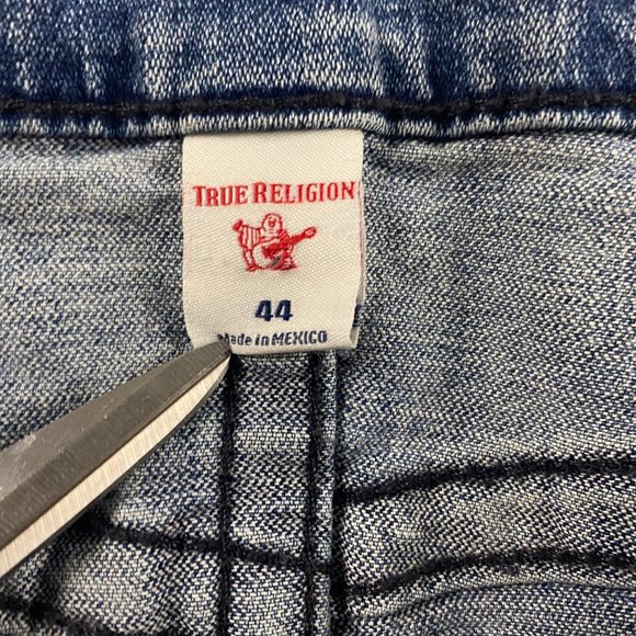 NWT True Religion Rocco Moto No Flap Relaxed Skinny Jeans Mens 44 Trophy Blue - Picture 9 of 15
